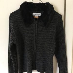 90’s faux fur collared  Wool  jacket